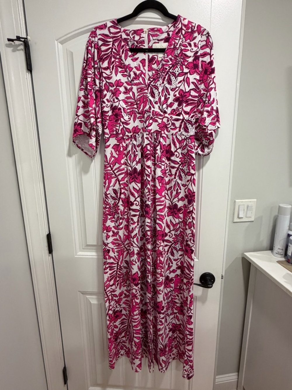 Lilly Pulitzer Pink Floral V-Neck Maxi Dress